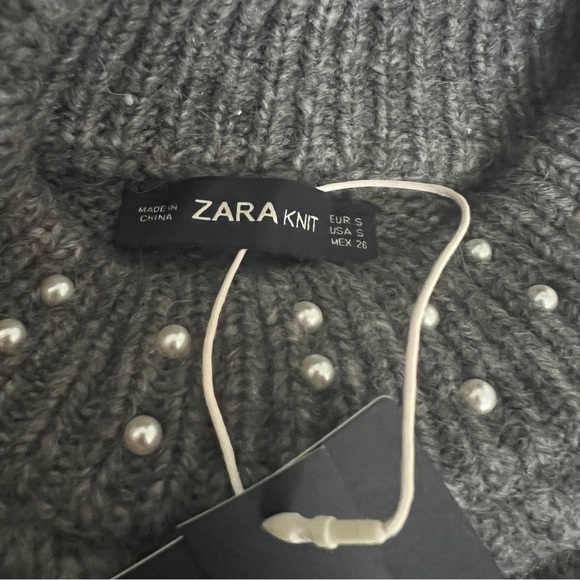 Zara Crop Pearl Sweater Small - Picture 5 of 7